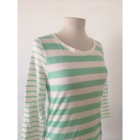 Sonoma Women's Long Sleeve Striped White and Green Blouse Size Small - Picture 4 of 5